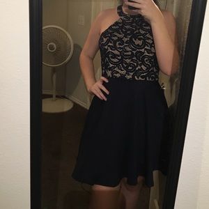 Dress W/ Navy & Lace Sparkly Top & Puffed Skirt